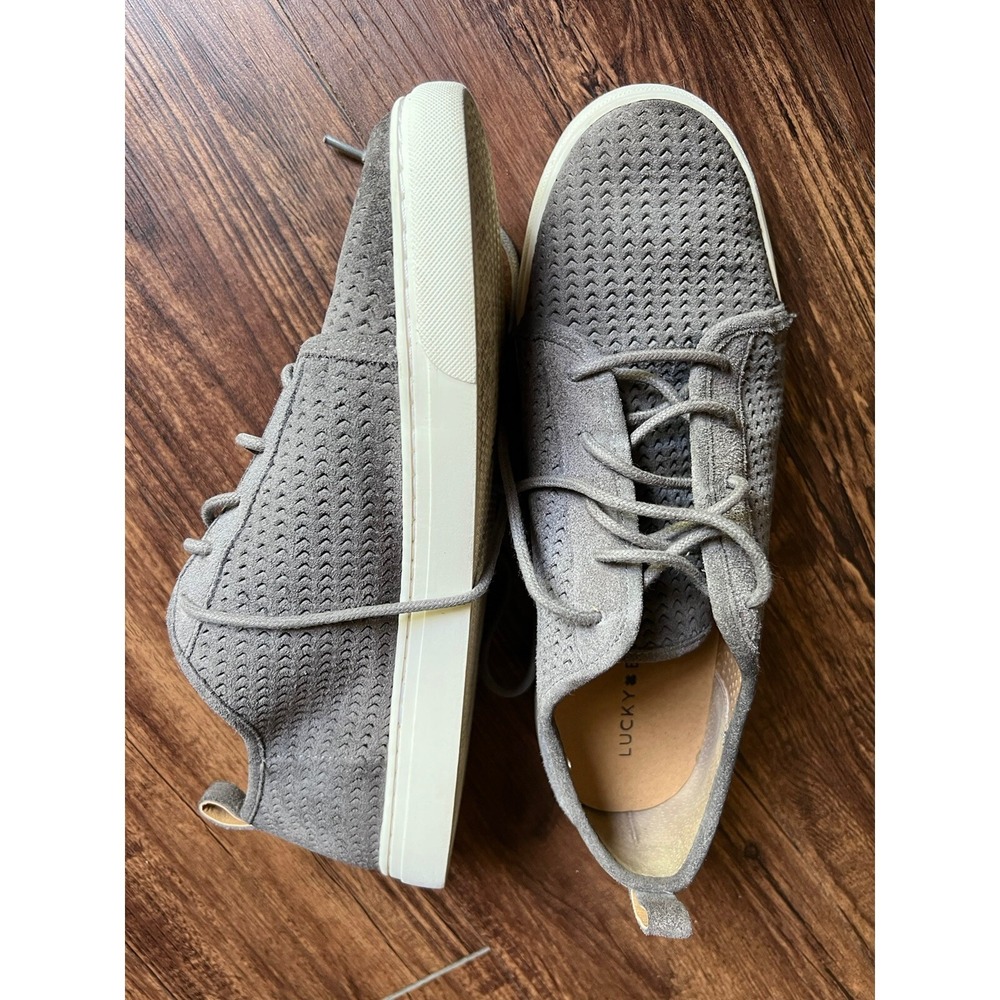Lucky Brand Lawove Women's Gray Fashion Sneakers Size 10M/42 Leather Upper Lace
